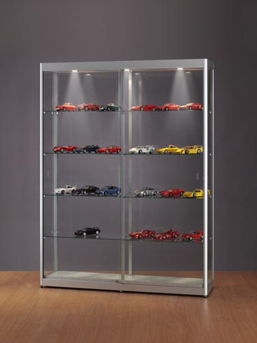 radioactiviteit thema zal ik doen Glasvitrine GPC 1500, 150x40x200 cm, tech, 2 schuifruiten, LED verlichting  (10481)