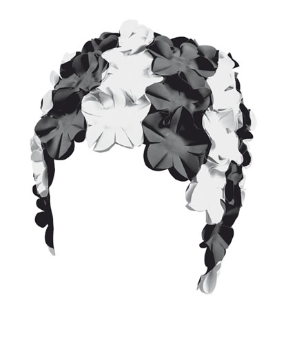 BECO dames bloemen badmuts | rubber | zwart/wit