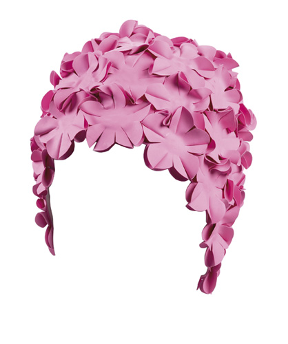 BECO bloemen badmuts, rubber, roze