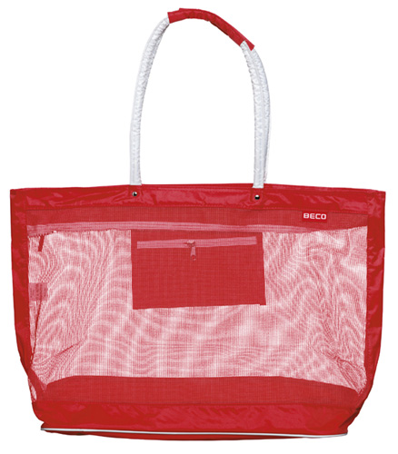 duim besluiten Mechanica BECO strandtas, nylon, mesh, met rits,48x40x23 cm, rood