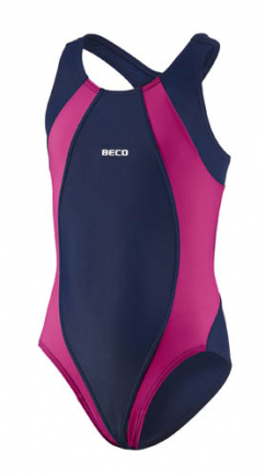 BECO meisjes badpak, donkerblauw/roze