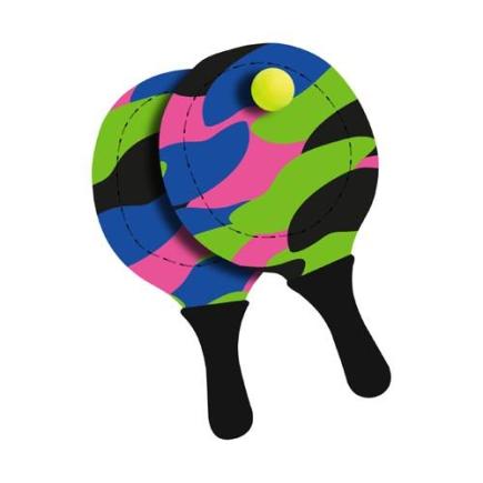 BECO-SEALIFE® neopreen strand tennis set | zwart/groen/roze/blauw